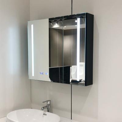 China Illuminated Mirror Cabinet Bathroom China Manufacturer Smart Mirror Cabinet Led Linghting Aluminum Sideboard for sale