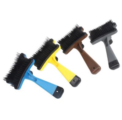 China Manual Pet Stocked Brush Long Hair Brush Dog And Cat Grooming Self Cleaning Pet Comb for sale