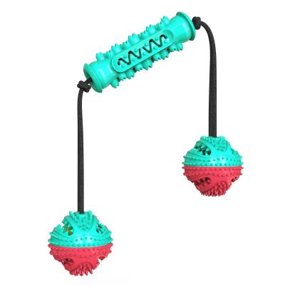 China Pet Dumbbell Toy Ball Dog Serrated Molar Toy Combination Dog Toothbrush Molar Stocked Stick for sale