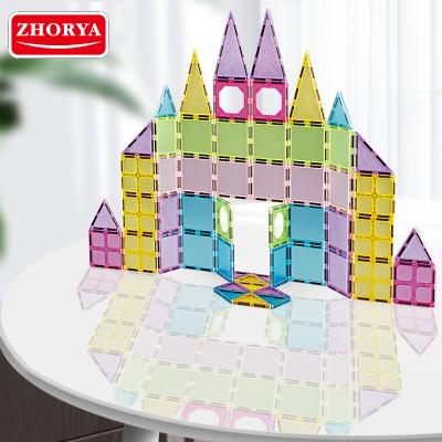 China Intellectual Development Magnetic Building Toys Zhorya Kids Educational Toys Magnet Building Tiles Colorful 3D Building Blocks Magnetic Set for sale