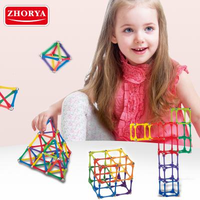 China Zhorya 180pcs Educational 3D Magnet Block DIY Building Brick Building Simple Magnetic Stick Block Toy for sale