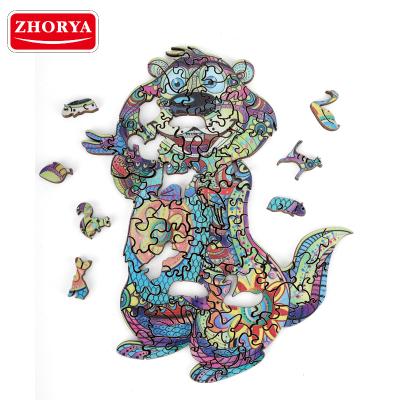 China Zhorya Eco-friendly Material Popular Attention Kids Gift 3D Marmot Training Wooden Puzzle for sale