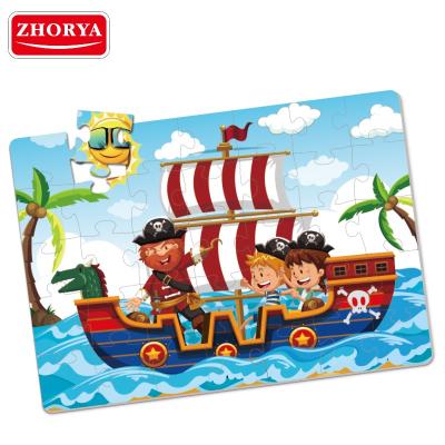 China Parent-children Zhorya 35pcs Pirate Ship Children DIY Interactive Educational Puzzle Paper Toy for sale