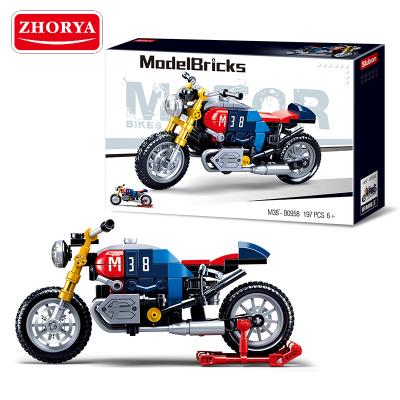 China Zhorya ABS Environmental Materials Assemble Children Car Toy Motorcycle Two-Wheeled Building Brick Blocks for sale