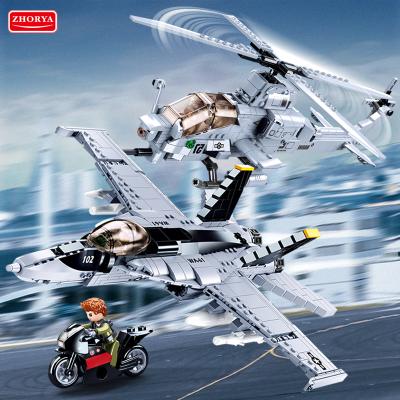 China Intelligence Helicopter Building Block Toy Blockmilitary Set Building Toy Zhorya Sluban DIY Assembly Combat Aircraft Toy Model for sale