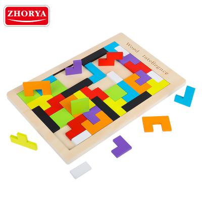 China Wooden Blocks Toy Zhorya Tangram Puzzle Educational Colorful Russian Game Intelligence 3D Blocks Puzzle Toy for sale