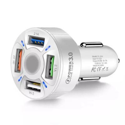 China Cheapest Mobile Phone Etc.electronic 4 Product USB Ports 12-32V USB Charger Smart QC 3.0 Fast Charging Universal Car Truck Charger for sale