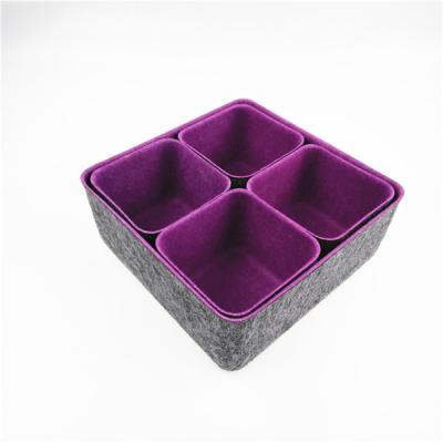 China Viable Customized Desk Felt Two Color Environment Friendly Built-in Felt Storage Box Drawer Organizer 5 Sets for sale