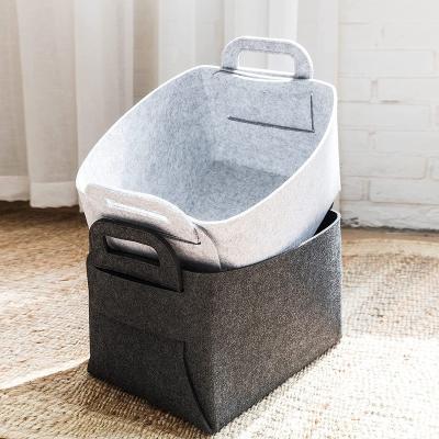 China Large Size Handmade Woven Felt Basket Laundry Storage Basket Felt Storage Bin Viable for sale