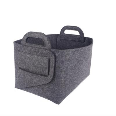 China Decorative Portable Felt Storage Box Felt Fold Storage Basket Basket Viable Organizer With Handles for sale