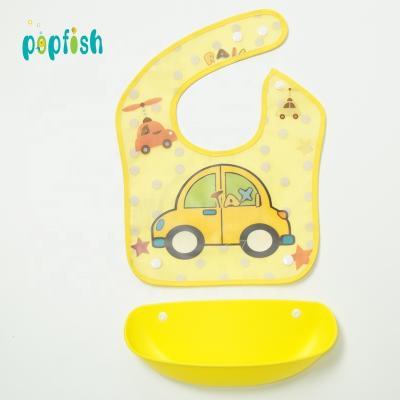 China PEVA Antibacterial Detachable Waterproof Infant Kids Feeding Baby Silicone Bib for sale