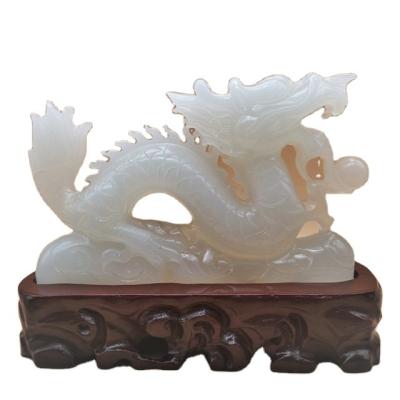 China China Je-Ching Feng Shui Ornament Natural Afghan Jade Carving Chinese Dragon Statue Bless Lucky And Power for sale