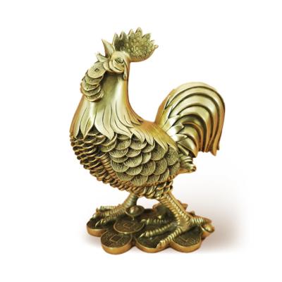 China China Feng Shui Ornament Rooster Copper Statue for Exorcism and Blessing Wealth for sale