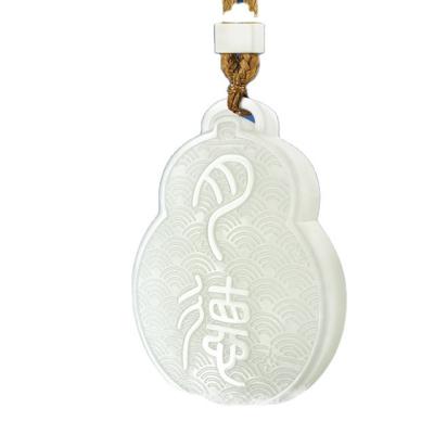 China Chinese Je-Ching Feng Shui Jewelry Pendant Natural Hetian Jade Carving Moon Virtue Lucky from China for sale