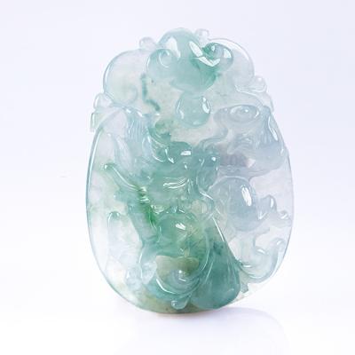 China Je-Ching Feng Shui Jewelry Pendant Natural Jade Carving Kylin Fend Off China Chinese Woe and Lucky Bless for sale