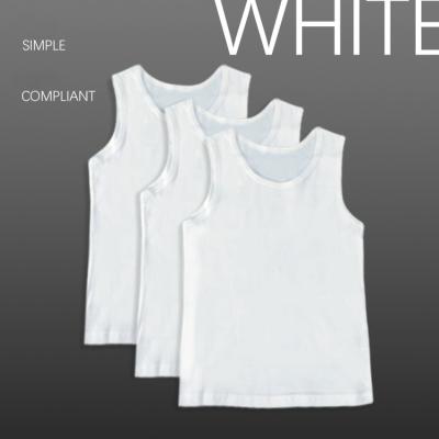 China Breathable 3 Pcs/Set Four Season Kid Boys 2-9 Years Knit Kids Boys Vest Sleeveless White Color 100% Cotton Ribbed Singlet Vest for sale