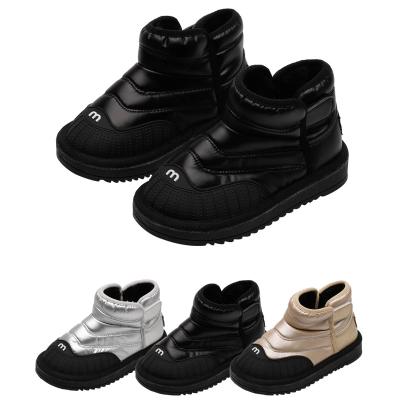 China New Fashion Winter Children's Snow Boot Boy's Girl Plush Striping Warm Non-slip Rubber Sole Boots Kids TPR Winter Shoes Shiny PU Leather for sale