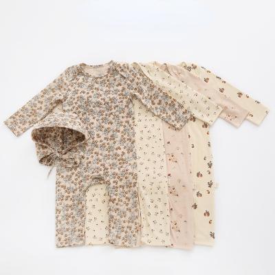 China New Autumn Spandex / Cotton Print Baby Rompers Floral Pajamas Newborn Sleepers Girl Clothes Kids Soft Cotton One Piece Long Sleeving Infant Clothes for sale