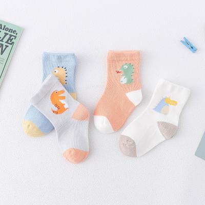 China Winter New Anti-Fault Autumn Soft 40S Combed Cotton High Quality Baby Socks 0-3 Years Cartoon Newborn Dinosaur Seamless Infant Socks for sale