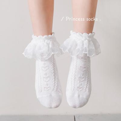 China Breathable 3 In 1 Pack New Spring Summer Babies Double Lace Ruffled Princess Shorts Bangs Combed Cotton Mesh Kids Socks Breathable Thin for sale