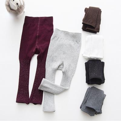 China New HIGH STREET Fashion Spring Autumn Baby Leggings Kids Shiny Knit Sparkly Princess Glitter Cotton Wool Kids Metallic Legless Tights for sale