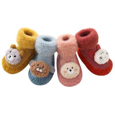 China Keep New Winter Warm Fleece Warm Fleece Infant Doll Toddlers Girls Baby Boy Moccasins Non-Slip Indoor Slipper Shoes Booties Soft Booties With Grips for sale