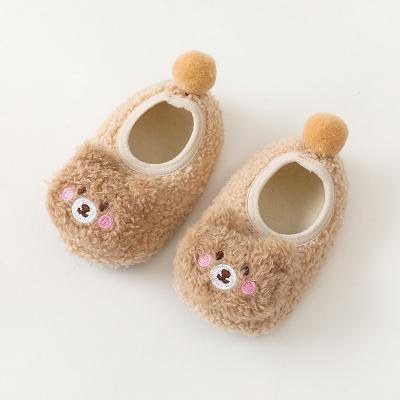 China Keep New Warm Winter Thickened Fleece Baby Slipper Shoes Socks Infant Anti-Slip Flooring Shoes Indoor Cartoon Doll Toddler Walk Socks YS017 for sale