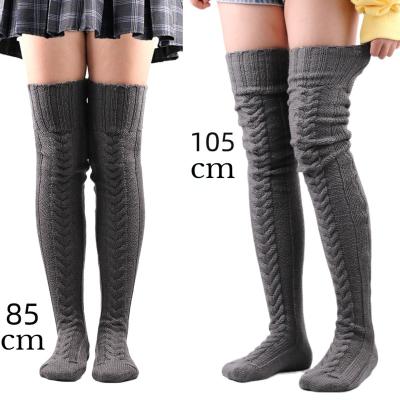 China Spandex/Polyester/Autumn Winter Woolen Warmer Thick Women's Socks Solid Color Over-the-Knee Boots Knitwear Female Snow Boot Socks for sale