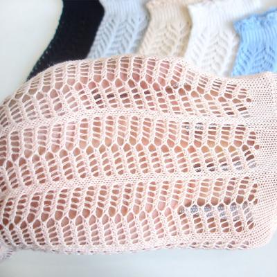 China Spring and Summer Women's Breathable Socks Combed Transfer Cotton Large Mesh Nets Breathable Short Hollow Socks Buckle Ankle Socks One Size for sale