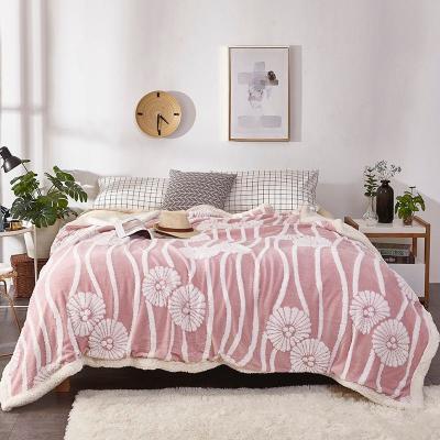 China Wholesale High Quality Winter Chunky Jacquard Cast, Double-Layer Warmth Cotton Wool Puffy Organic Blanket for sale