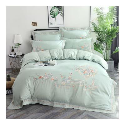 China Fashion Folded And Comfort Breathable Cotton Embroidered Bedroom Sheets Set for sale