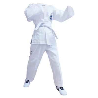 China Durable custom made hot sale white polyester/cotton martial art itf taekwondo uniform dobok for sale