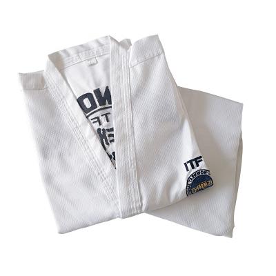 China Durable Custom Dobok ITF White Color Martial Arts Training Taekwondo Uniform for sale