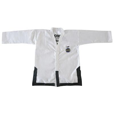 China Durable Customized Polyester Cotton Martial Art Uniforms ITF White Breathable Taekwondo Uniform for sale