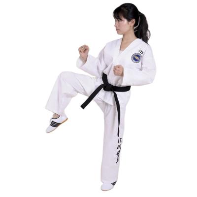 China Durable Custom Diamond Three Ribbed Twill Bands Uniform Training Cloth Student Wear Itf Dobok Taekwondo for sale