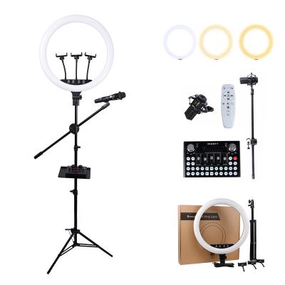 China 18 inch ABS+PC 10inch Tiktok Amazon clip camera mobile phone led phone 18 led ring light with tripod stand for sale