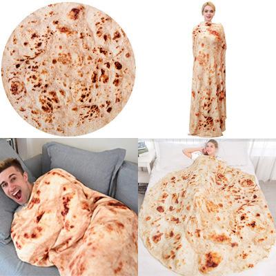 China Amazon Hot Sale Folded Pizza Burrito Food Flannel Throw Custom Soft Pizza Blanket for sale