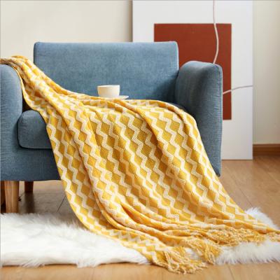 China Anti-Static Bohemian Knit Throw Blanket With Fringe Super Soft Knitted Blanket With Tassels For Couch Sofa Bed Chair for sale