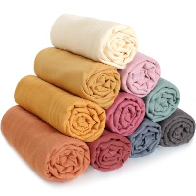 China Double Layer PORTABLE Custom Bamboo Cotton Cloth Wrap Muslim Baby Blankets for sale