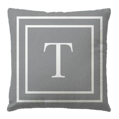 China Gray Pillow Cover English Alphabet Square Throw Pillow Case Decoration Anti-static Modern Cushion Cover For Sofa for sale