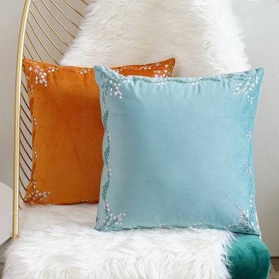 China Hot Sales PORTABLE Accent Decorative Embroidery Velvet Pillow Cover Cushion Cover For Sofa for sale