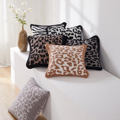 China Amazon Best Selling Winter Leopard Print Softest Comfortable Plush PORTABLE Pillow Case Cushion Cover For Sofa for sale