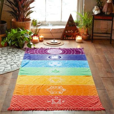 China India Summer Beach Anti-Static Yoga Mat Towel Mandala Blanket Rainbow Stripes Travel Polyester Bohemia Wall Hanging for sale