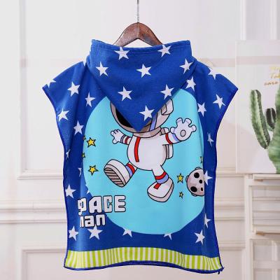 China Amazon Viable Hot Sale Cartoon Printed Mermaid Baby Hooded Child Poncho Towel For Baby Gift for sale