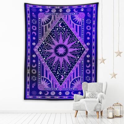 China Beautiful Decoraion Factory Digital Printed Totems Mountain Moon Hippie Stars For Wall Tapestry for sale