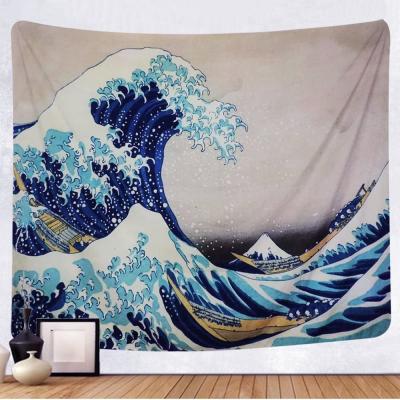 China Beautiful High Quality Wholesale Kanagawa Print Seascape Art Painting Tapestry Wall Hanging Canvas Decoraion For Home Decor for sale