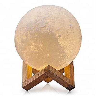 China Indoor Room Dimmable With USB Tap Control 16 Colors Mini Full Print 3d Led Moon Shaped Night Light Lamp Led 3d Moon Lamp for sale