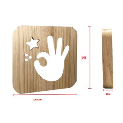 China Kids USB Decorative Optical Illusion 3 Smart Light Color Changing Wooden 3D LED Night Light for sale