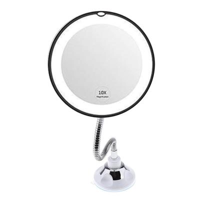 China Perfekte Lighted Standing 360 Degree 10x Magnification Suction Cup Vanity Makeup Led Mirror for sale