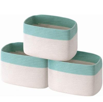 China Amazon Hotsale Folding Set Of 3 Cotton Rope Storage Baskets Bin For Clothes Toy Makeup Books Towels Nursery for sale